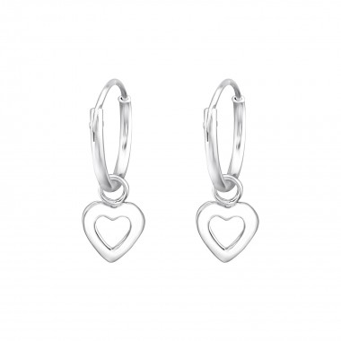 Heart - 925 Sterling Silver Hoop Earrings SD31266