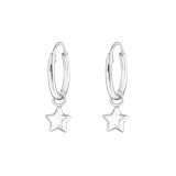 Star - 925 Sterling Silver Hoop Earrings SD31269