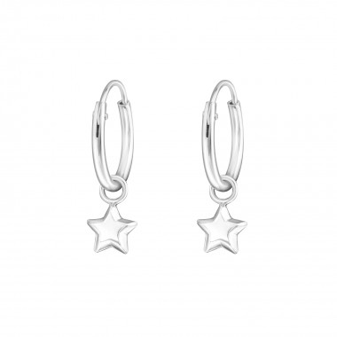 Star - 925 Sterling Silver Hoop Earrings SD31269