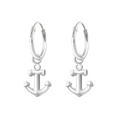 Anchor - 925 Sterling Silver Hoop Earrings SD31271