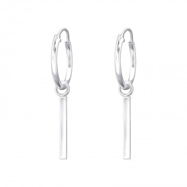 Bar - 925 Sterling Silver Hoop Earrings SD31274