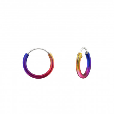 Rainbow 10mm - 925 Sterling Silver Hoop Earrings SD31425