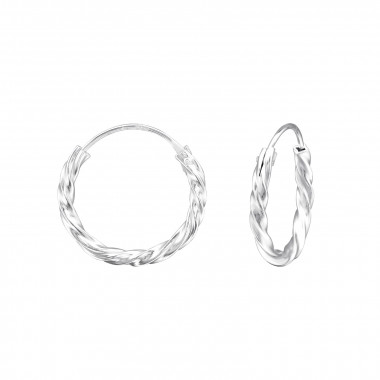 16mm Twisted - 925 Sterling Silver Hoop Earrings SD31872