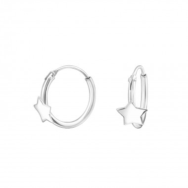 Star - 925 Sterling Silver Hoop Earrings SD31916