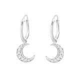 Moon - 925 Sterling Silver Hoop Earrings SD32040