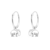 Elephant - 925 Sterling Silver Hoop Earrings SD32135