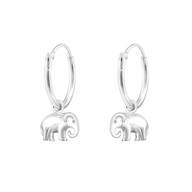 Elephant - 925 Sterling Silver Hoop Earrings SD32135