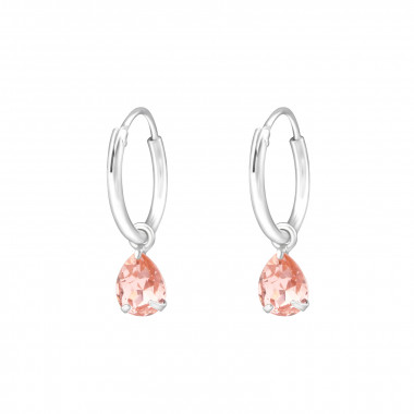 Drop - 925 Sterling Silver Hoop Earrings SD32859