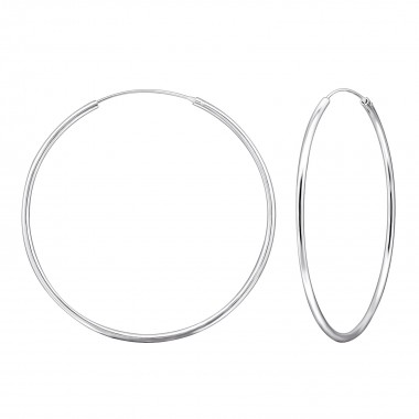 50mm Plain - 925 Sterling Silver Hoop Earrings SD34835