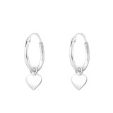 Hanging Heart - 925 Sterling Silver Hoop Earrings SD35539