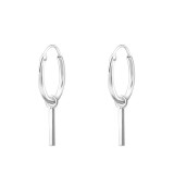 Hanging Bar - 925 Sterling Silver Hoop Earrings SD35543