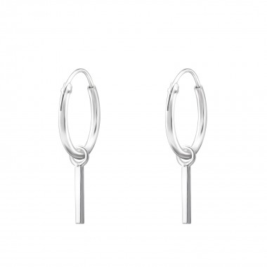 Hanging Bar - 925 Sterling Silver Hoop Earrings SD35543