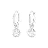 Hanging Round - 925 Sterling Silver Hoop Earrings SD36548