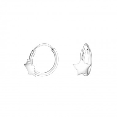 Star - 925 Sterling Silver Hoop Earrings SD36654