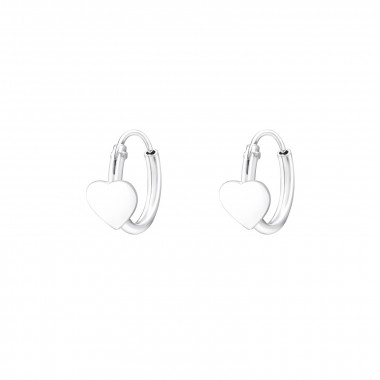 Heart - 925 Sterling Silver Hoop Earrings SD36655