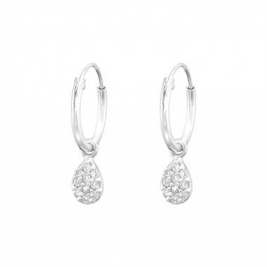 Hanging Pear - 925 Sterling Silver Hoop Earrings SD36806