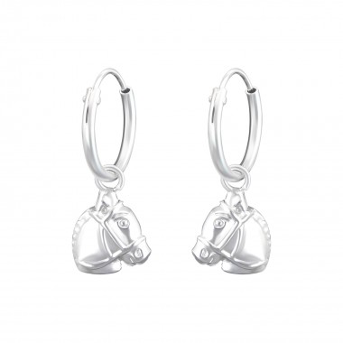 Hanging Horse - 925 Sterling Silver Hoop Earrings SD36979