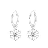 Snowflake - 925 Sterling Silver Hoop Earrings SD37058