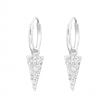 Hanging Triangle - 925 Sterling Silver Hoop Earrings SD37059