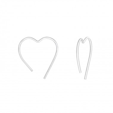 Heart - 925 Sterling Silver Hoop Earrings SD37085