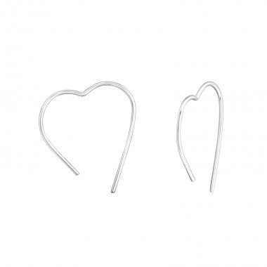 Heart - 925 Sterling Silver Hoop Earrings SD37220