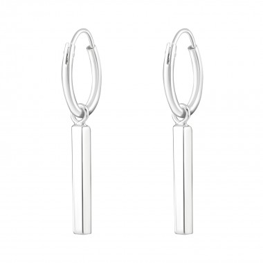 Hanging Bar - 925 Sterling Silver Hoop Earrings SD37598