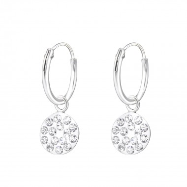 Hanging Round - 925 Sterling Silver Hoop Earrings SD37599