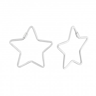 Star - 925 Sterling Silver Hoop Earrings SD37844