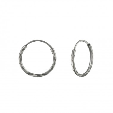 Diamond Cut 14mm - 925 Sterling Silver Hoop Earrings SD38512