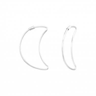 Moon - 925 Sterling Silver Hoop Earrings SD38991
