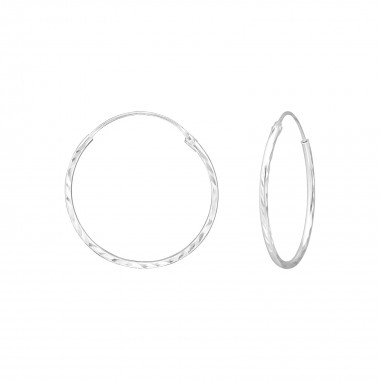 Diamond Cut 25mm - 925 Sterling Silver Hoop Earrings SD39073