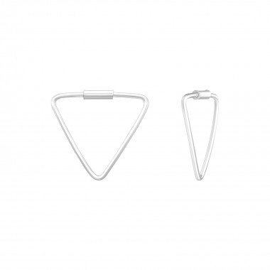 Geometric - 925 Sterling Silver Hoop Earrings SD39122