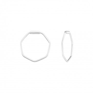 Geometric - 925 Sterling Silver Hoop Earrings SD39123