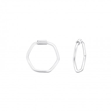 Geometric - 925 Sterling Silver Hoop Earrings SD39124