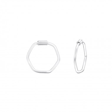 Geometric - 925 Sterling Silver Hoop Earrings SD39124