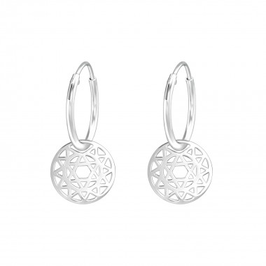 Star - 925 Sterling Silver Hoop Earrings SD39200