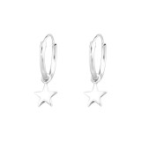 Hanging Star - 925 Sterling Silver Hoop Earrings SD39246