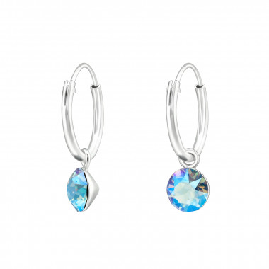 Hanging Round - 925 Sterling Silver Hoop Earrings SD39328