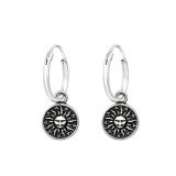 Hanging Sun - 925 Sterling Silver Hoop Earrings SD40006