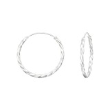 Twisted 25mm - 925 Sterling Silver Hoop Earrings SD41032