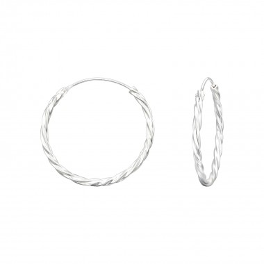 Twisted 25mm - 925 Sterling Silver Hoop Earrings SD41032