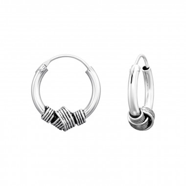 Bali - 925 Sterling Silver Hoop Earrings SD41036