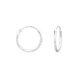 Diamond Cut 14mm - 925 Sterling Silver Hoop Earrings SD41121