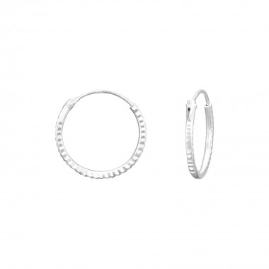 Diamond Cut 14mm - 925 Sterling Silver Hoop Earrings SD41121