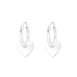 Heart - 925 Sterling Silver Hoop Earrings SD41258