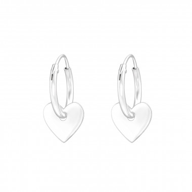 Heart - 925 Sterling Silver Hoop Earrings SD41258
