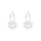 Sun - 925 Sterling Silver Hoop Earrings SD41271
