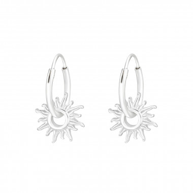 Sun - 925 Sterling Silver Hoop Earrings SD41271