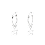 Hanging Star - 925 Sterling Silver Hoop Earrings SD41464