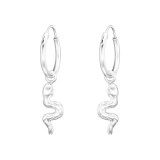 Hanging Snake - 925 Sterling Silver Hoop Earrings SD41465